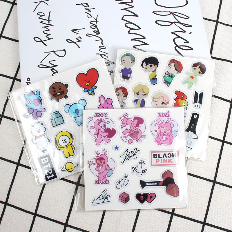 Giấy dán trang trí hình BTS/EXO/Blackpink hoạt hình | BigBuy360 - bigbuy360.vn