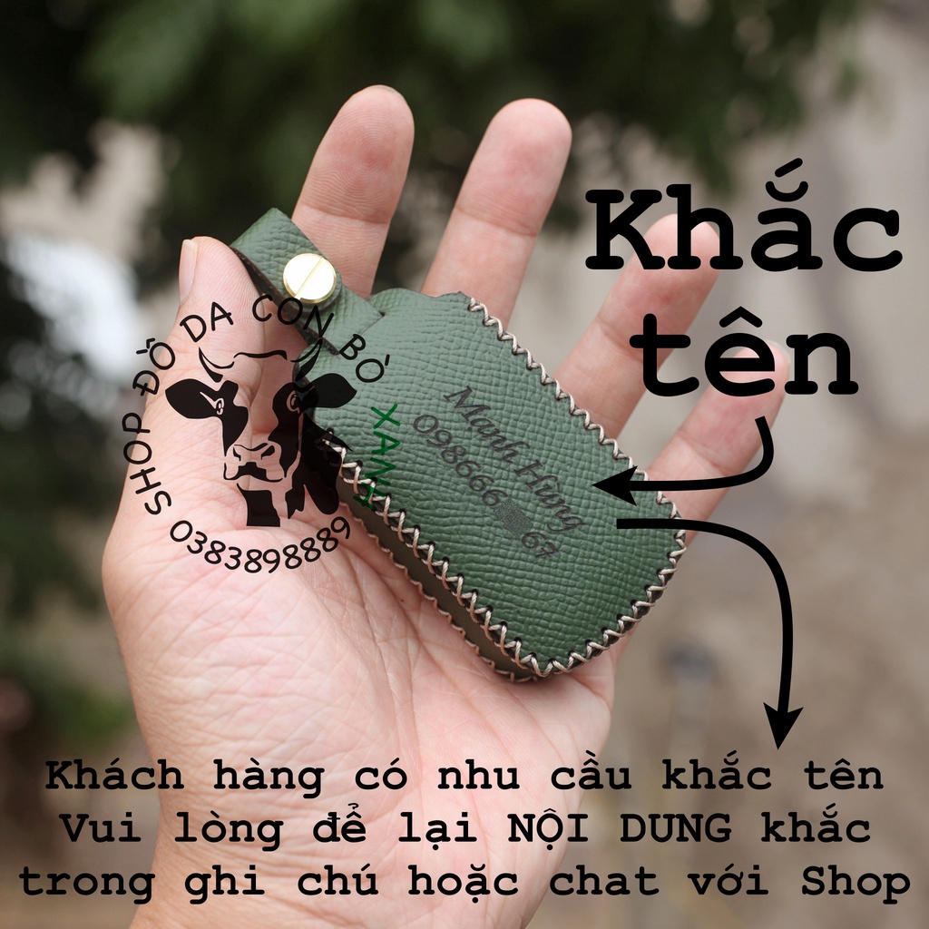 Bao da chìa khoá Vinfast E34, VF8, xe điện VF E34, VF 8 handmade da thật 003