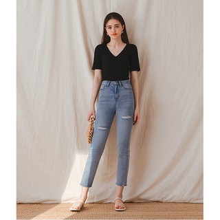 Áo thun nữ cổ tim thời trang Hàn Quốc