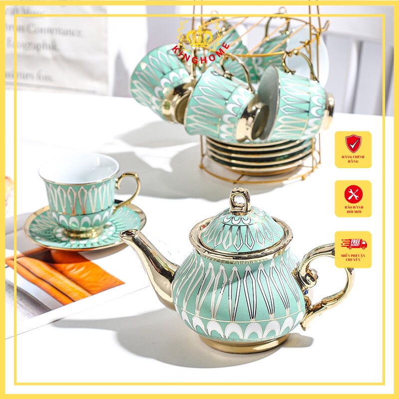 BỘ ẤM VÀ 6 CỐC UỐNG TRÀ PHONG CÁCH SANG TRỌNG