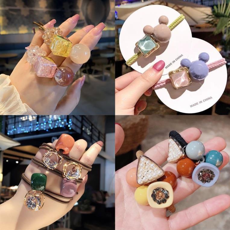 ❤️ Dây buộc tóc set 20 chun buộc tóc túi nhựa trong mix nhiều hình dễ thương ❤️