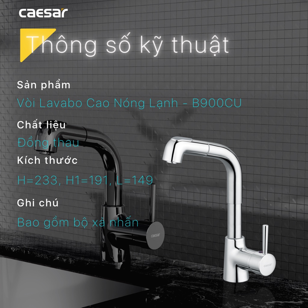 Vòi Lavabo Cao Nóng Lạnh - B900CU CAESAR