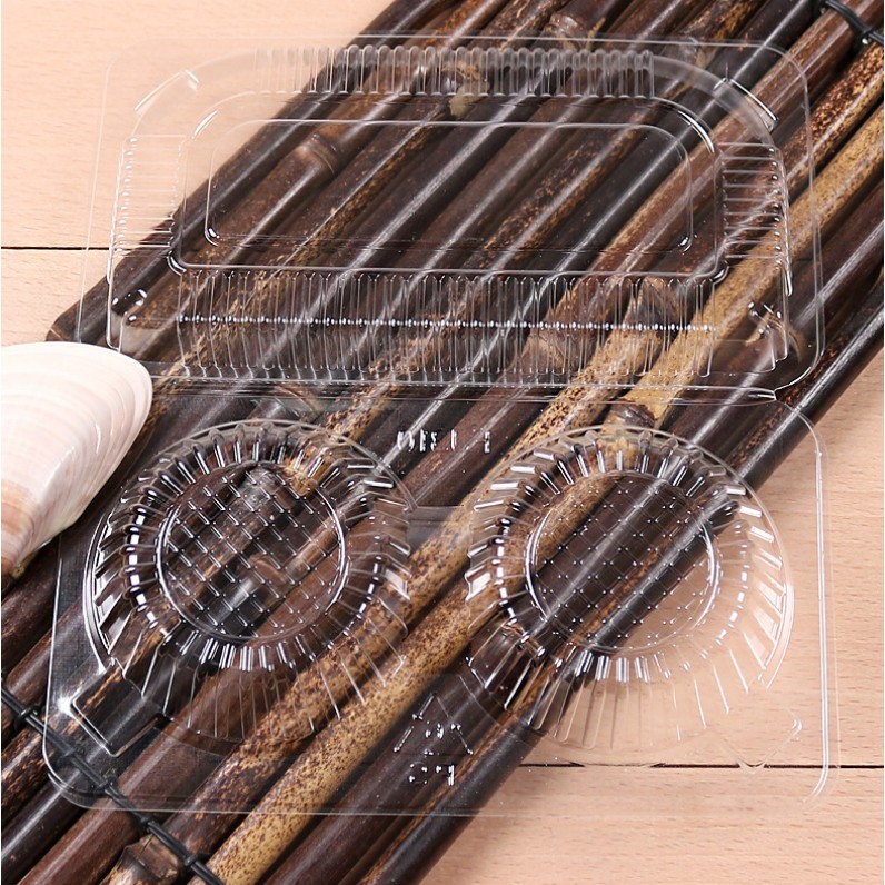 (50 cái) Hộp Nhựa Đựng Bánh Tart Trứng, Bánh Bao, Hộp Nhựa 2 ô và 4 ô
