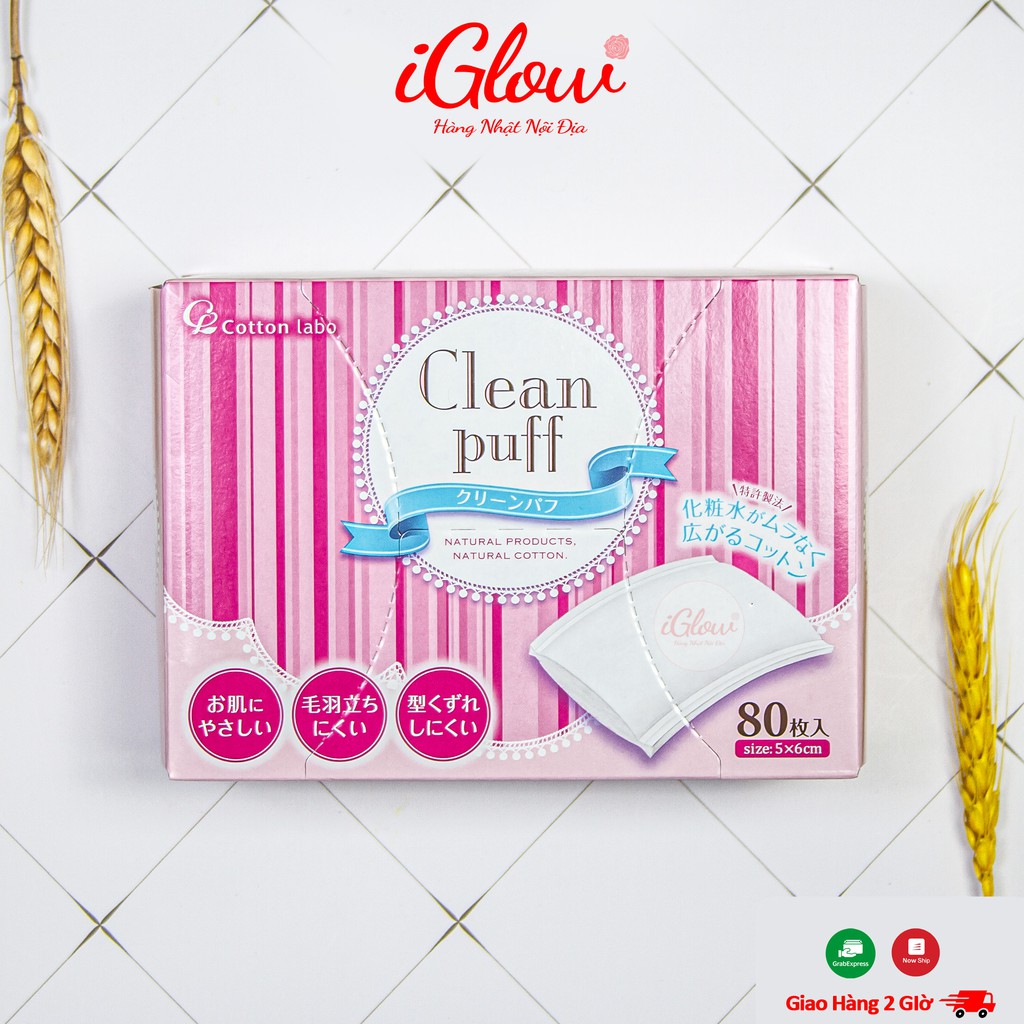 Bông tẩy trang Clean Puff cao cấp số 1 Nhật Bản 80 miếng