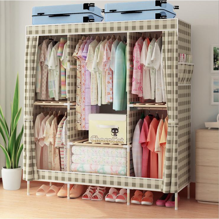 Tủ vải khung gỗ 3 buồng Cỡ To Siêu Chắc Chắn
