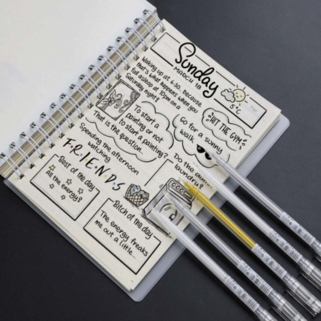 Set 9 Bút Màu Đen 0.6mm Vẽ Graffiti Chống Thấm Nước