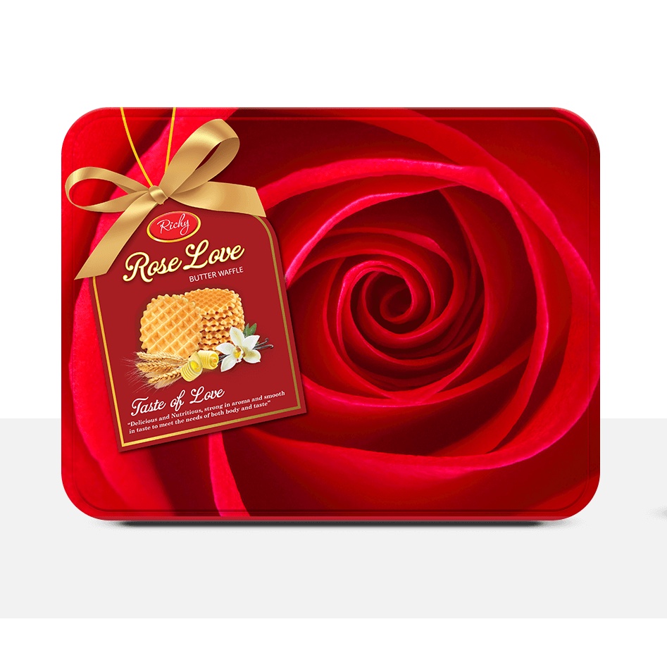 Bánh quy bơ trứng Rose Love Richy hộp thiếc 510gr