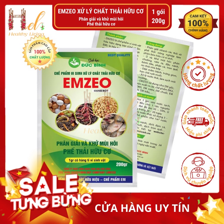 Chế Phẩm Vi Sinh EM EMZEO - Đức Bình - Khử Mùi Hôi Phân Cá, Ủ Đậu Tương Và Rác Thải Sinh Hoạt Gói 200 Gram