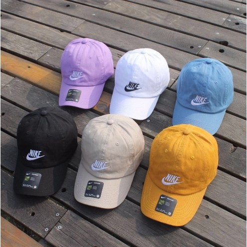 Mũ Lưỡi Trai Thêu Logo Nike Màu Trắng Đen Thiết Kế Nhỏ Nhắn Thời Trang Cao Cấp