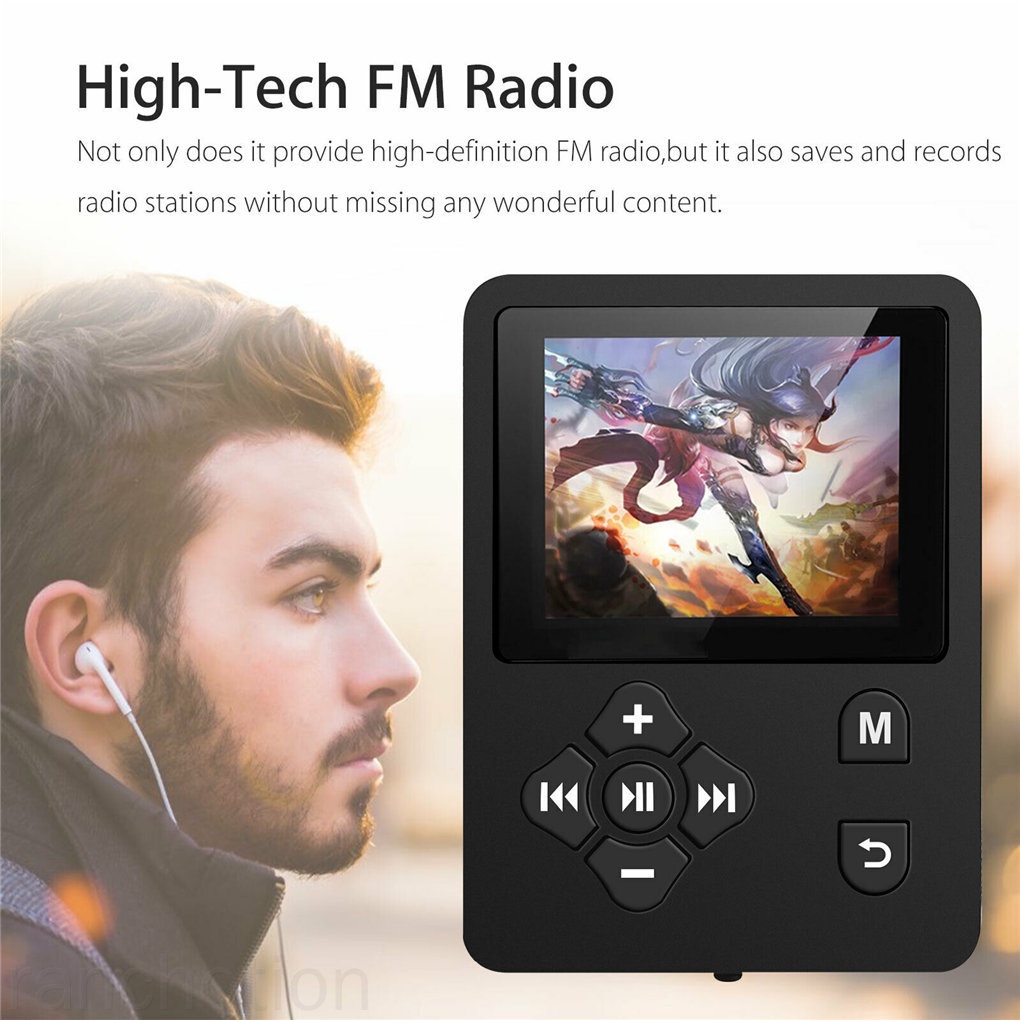 Máy nghe nhạc MP3 FM màn hình TFT 1.8 inch kích thước nhỏ gọn có phụ kiện tiện dụng
