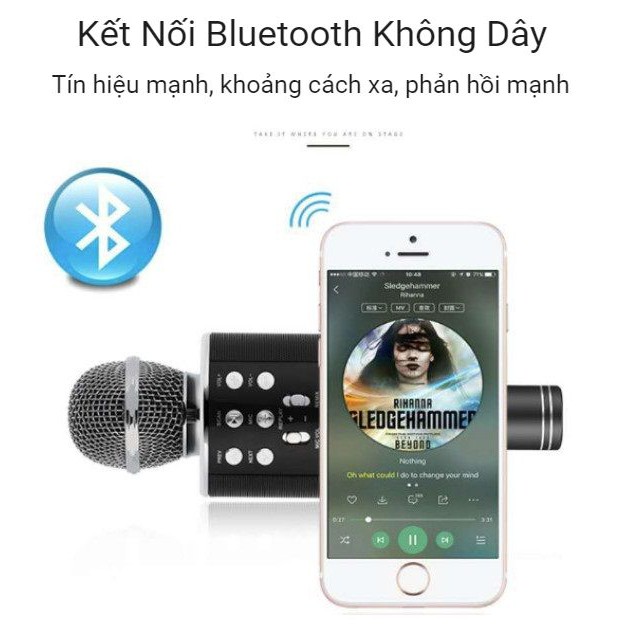 Mic hát karaoke không dây Loa Bluetooth với âm thanh ấm karaoke karaoke cầm tay mini hát hát hay nhất hiện nay [ws858]