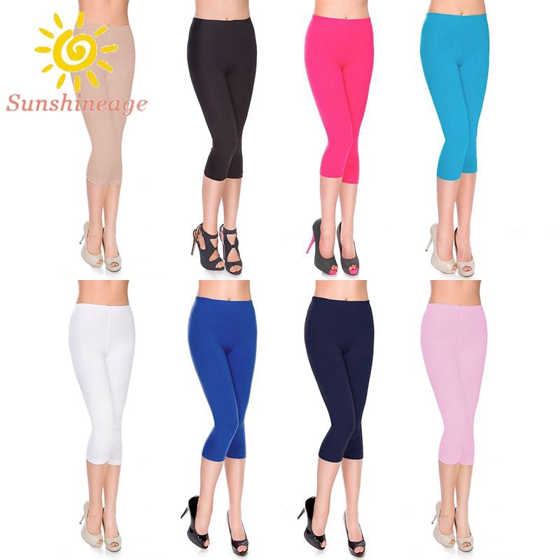 Nhập WAFACB12K giảm 18K cho đơn 99K_Women Ladies Leggings Bottoms Skinny Cropped Slim fit Tight Elastic High waist Solid Thin Gym Women Yoga Ladies