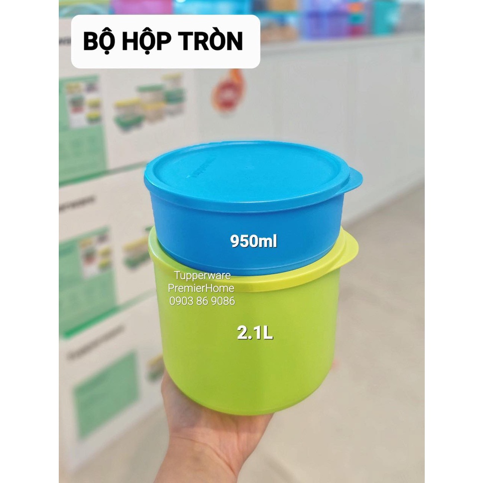 Set 2 hộp BQTP Tupperware RoundStax (950ML &amp; 2.1L)