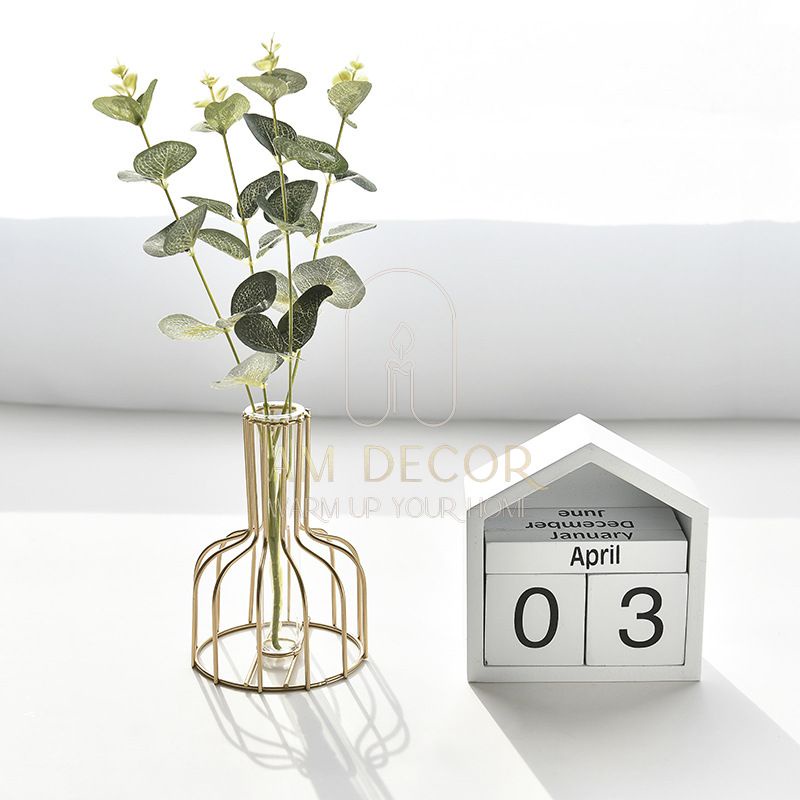 Bình hoa sắt vàng lọ thuỷ tinh nghệ thuật hoa giả decor trang trí phòng bếp sang trọng - AM Decor