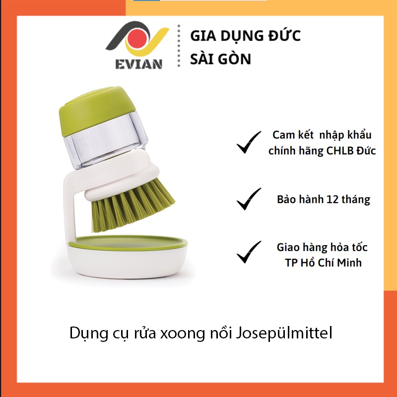 [ HÀNG ĐỨC ] Dụng cụ rửa xoong nồi Joseph Joseph 85005 Palm Scrub™ - Bürste mit Geschirrspülmittel - Grau VE 6