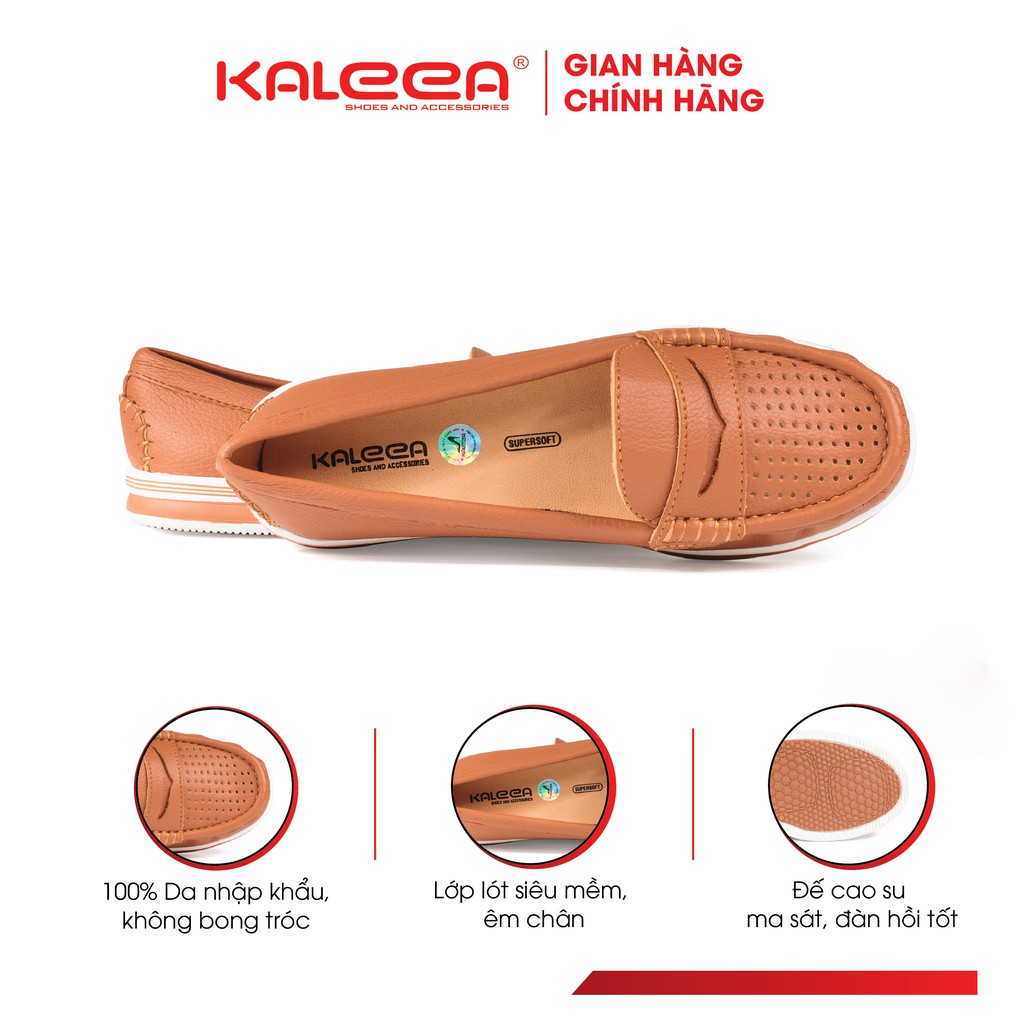 Giày Bệt Nữ Mũi Tròn Moca - KALEEA Đế Bằng Dày 2.5cm Trống Trơn Trượt Mũi Đục Lỗ Lazer - K498 | BigBuy360 - bigbuy360.vn