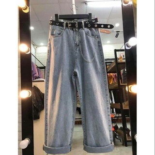 ẢNH THẬT QUẦN JEAN ỐNG RỘNG BASIC HỌC SINH KÈM THẮT LƯNG CHAIN - Hàng nhập khẩu