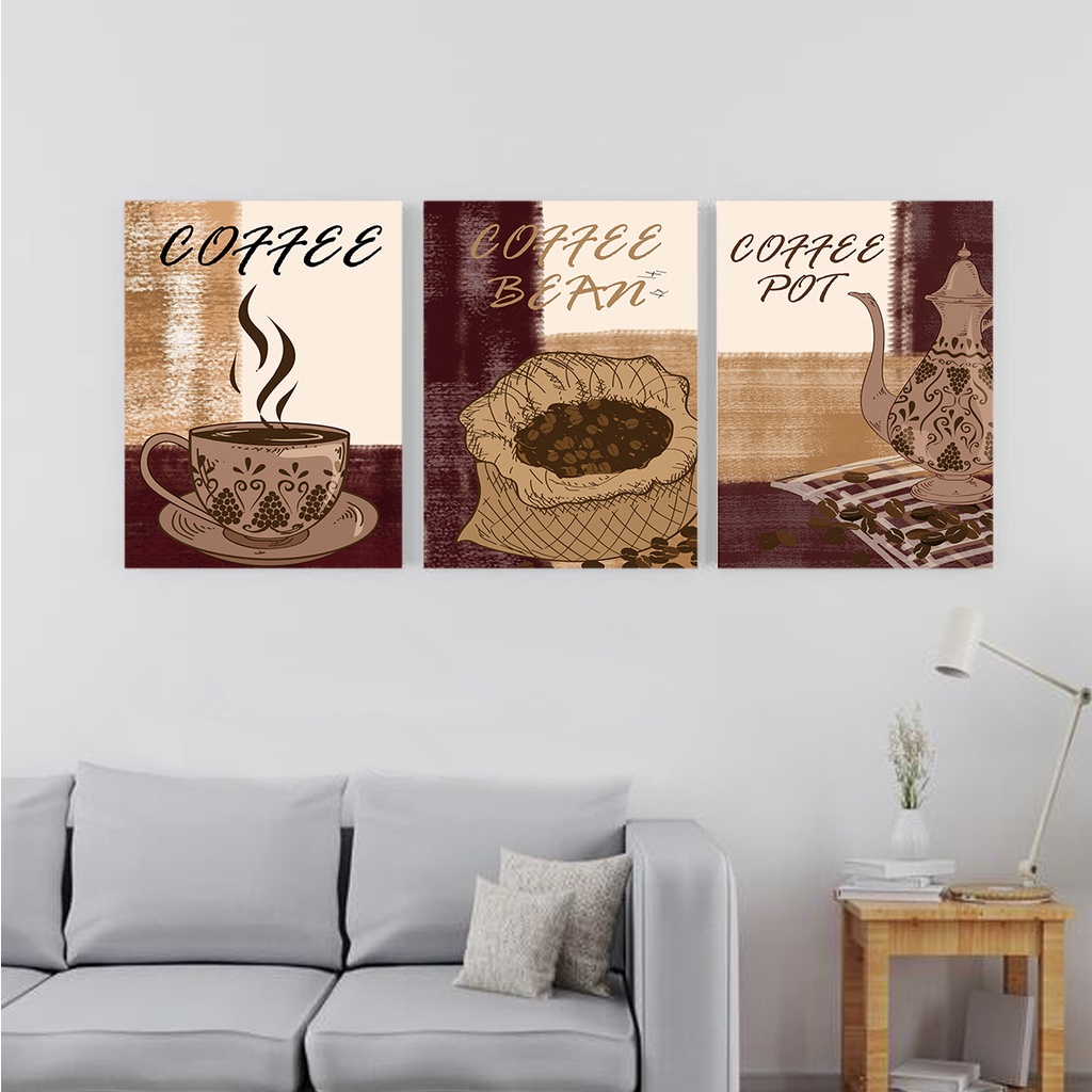 Tranh canvas trang trí quán café khung gỗ, bộ tranh DEPOT đa dạng mẫu đồ uống