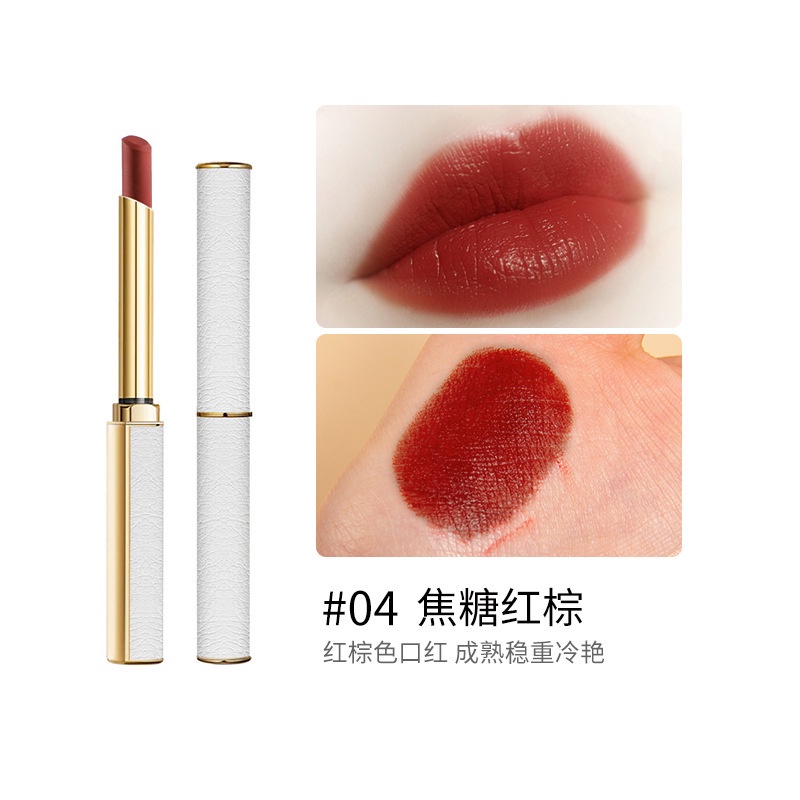 Son Môi Chất Nhung Lì Màu Trắng Thiết Kế Vỏ Mỏng Chất Liệu Da Cừu Cao Cấp Thời Trang