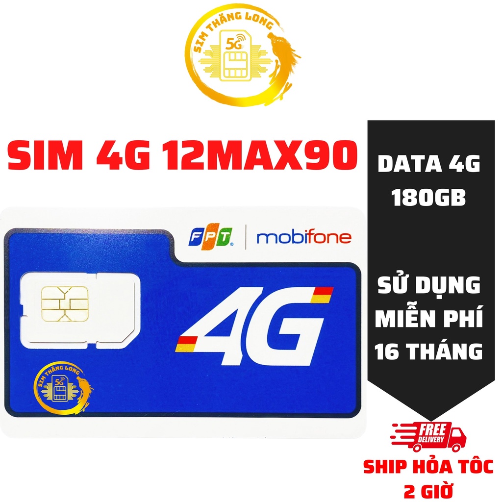 Sim 4G Mobi Data 6Gb/ 4Gb/ 1Gb/Ngày - Gói Cước 12MAX90/ CS3N/ CS6N/ 12FD50/ 12DTHN - Free 16T/12T/6T/3T