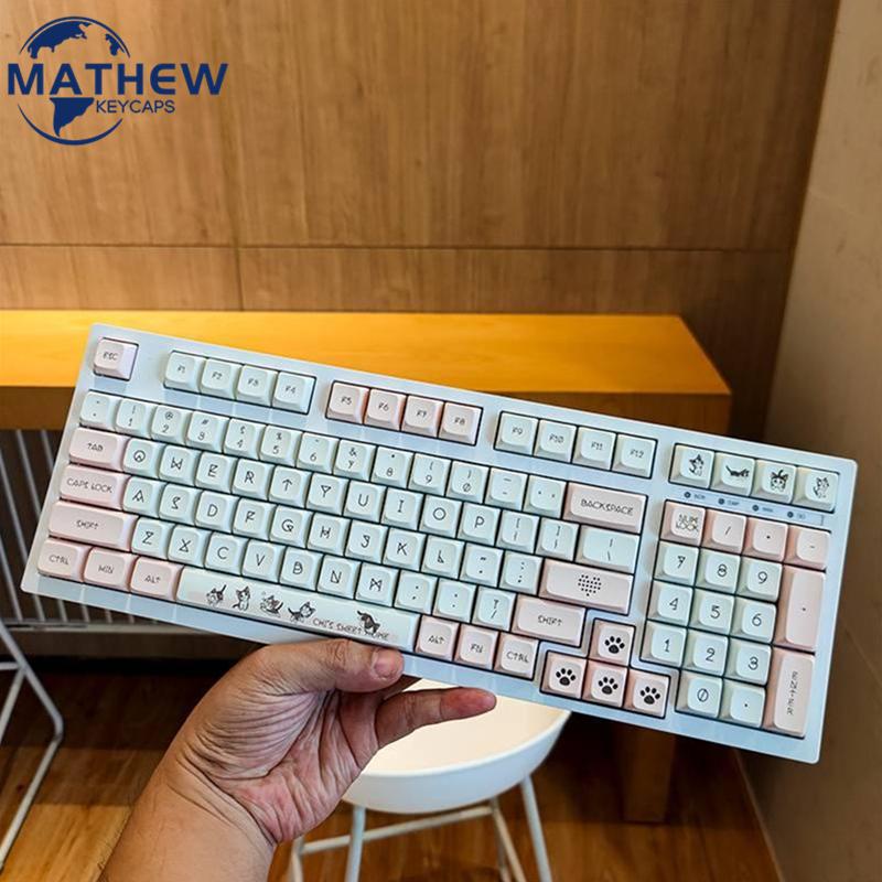 137 Nút phím cơ Cheese Cat Keycap XDA PBT ANSI nhuộm thăng hoa cho MX 61/64/68/71/84/87/100/104/108