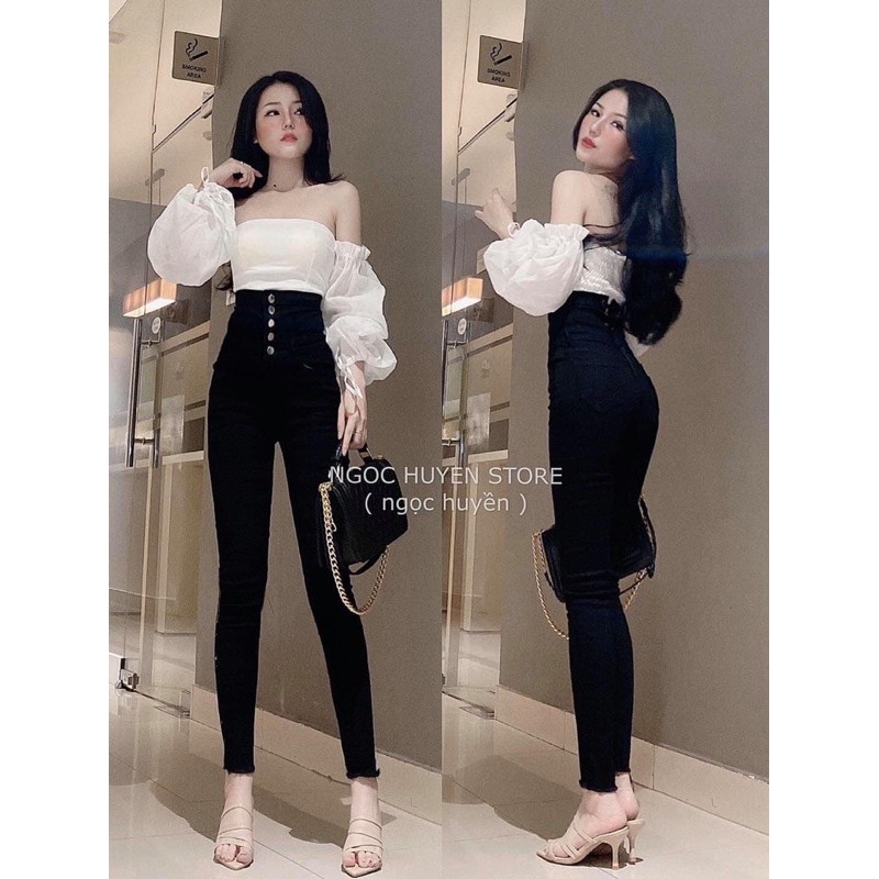 [Mã WASTMAY giảm 15% tối đa 30K đơn 150K] Quần jeans nữ skinny shyntores cúc dọc lưng cao vải co giãn mạnh siêu hot | BigBuy360 - bigbuy360.vn