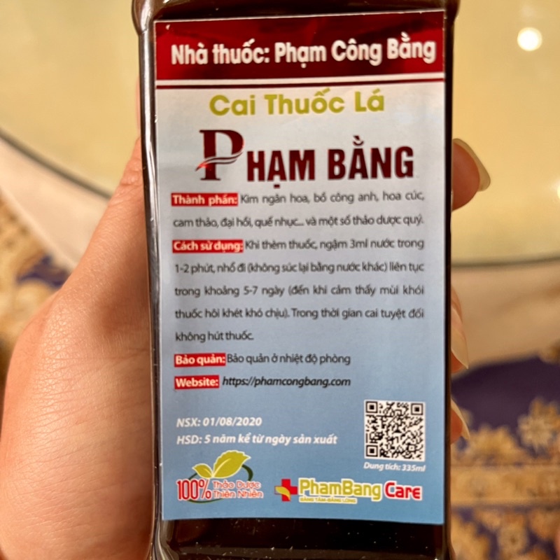 Nước súc miệng cai thuốc lá Vĩnh viễn Phạm Bằng 335ml - Chính Hãng