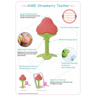 Gặm nướu Ange cao cấp có dây đeo hình trái cây và thú - Ngậm Nướu - Giảm Ngứa Lợi, Làm Sạch Miệng Cho Bé
