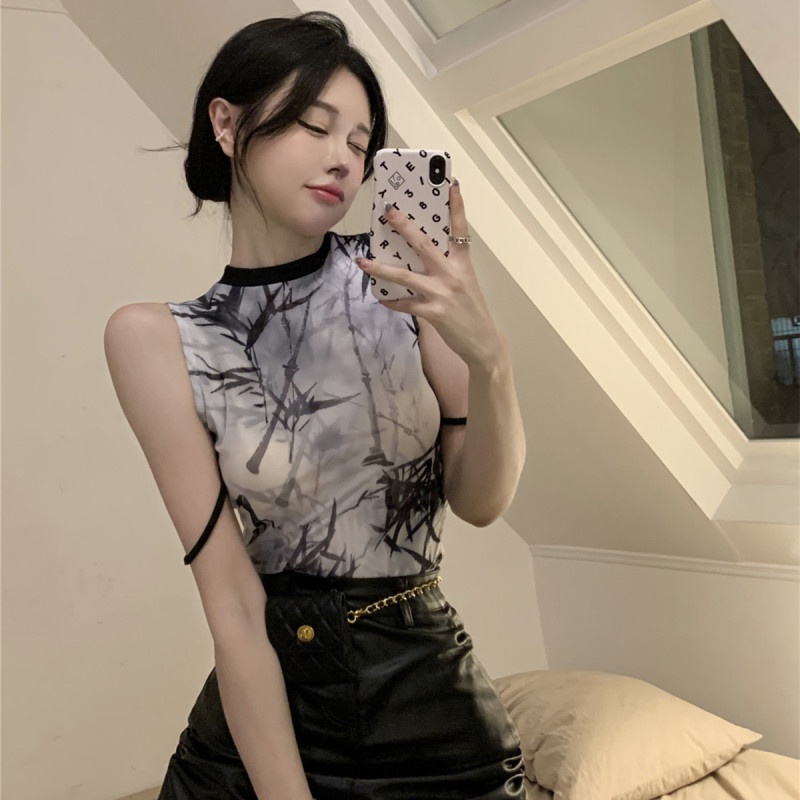 Áo Nữ Không Tay In Họa Tiết Gợi Cảm Hợp Thời Trang