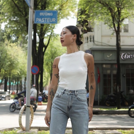 Áo Ba Lỗ Nữ Thun Gân Nhuyễn Màu Trắng và Đen - BHNTT - Hashtagem ( Freesize dưới 55kg )