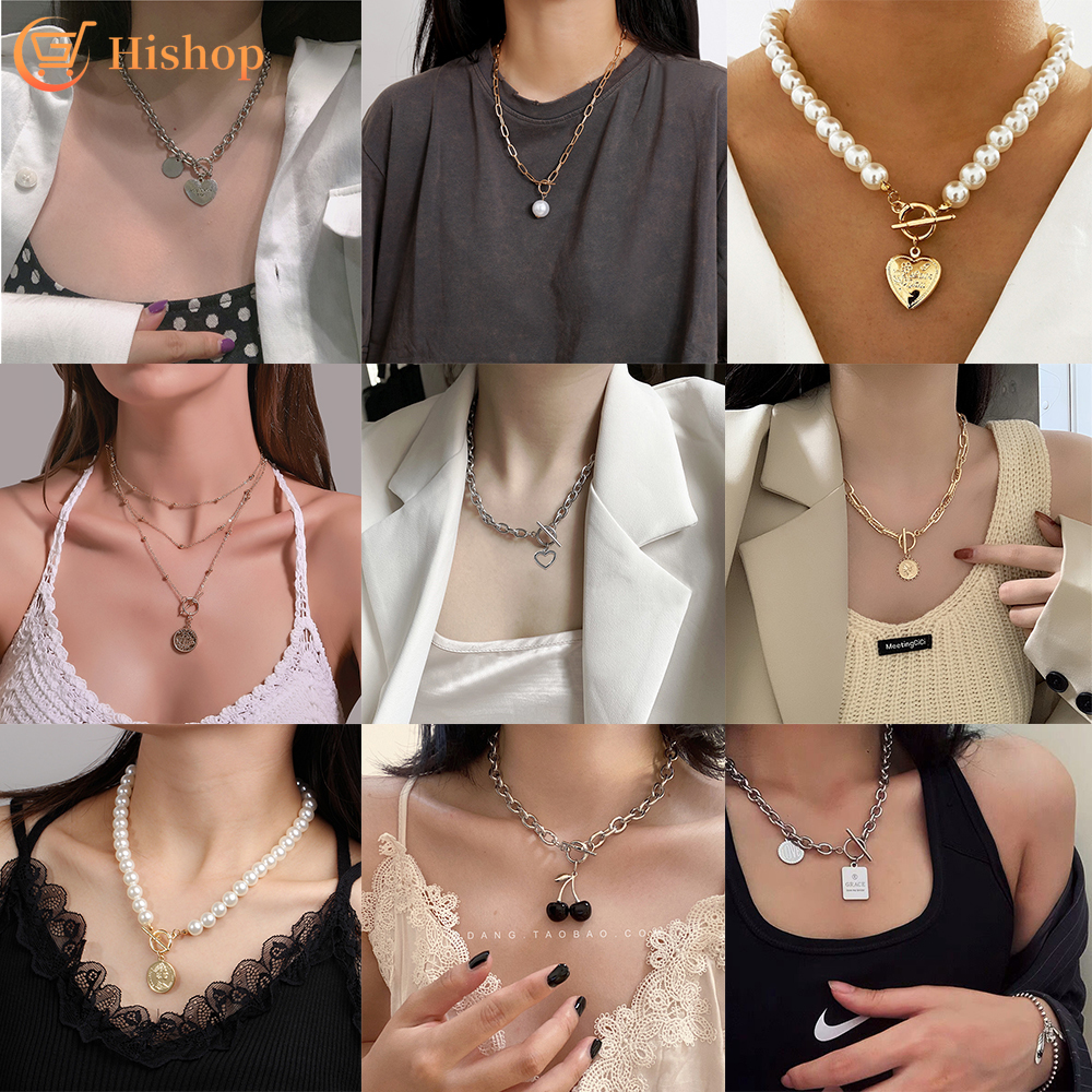 OT vòng cổ Hợp Kim Đính Ngọc Trai Nhân Tạo Xinh Xắn Cho Nữ