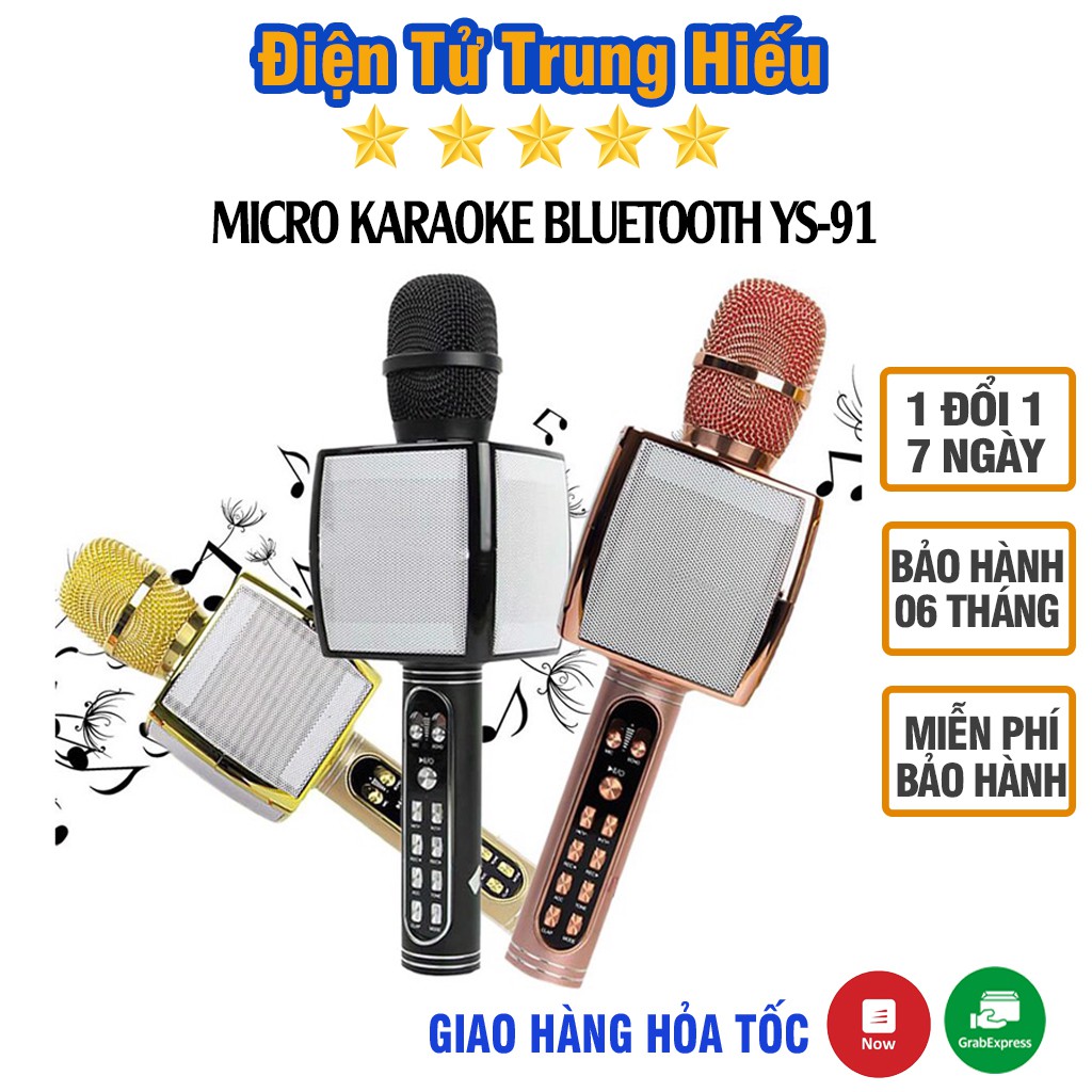[Mã ELHACE giảm 4% đơn 300K] Micro Karaoke Bluetooth Ys-91 Không Dây Kèm Loa Bắt Âm Tốt Hỗ Trợ Ghi Âm Tiện Dụng