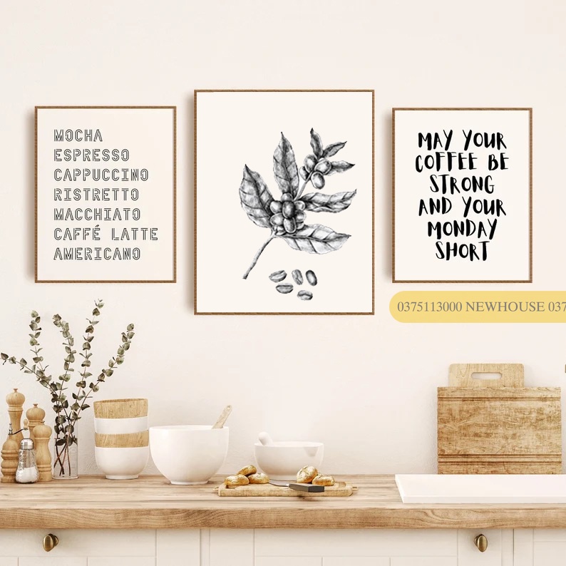 Set tranh canvas trang trí quán cafe CAFE34