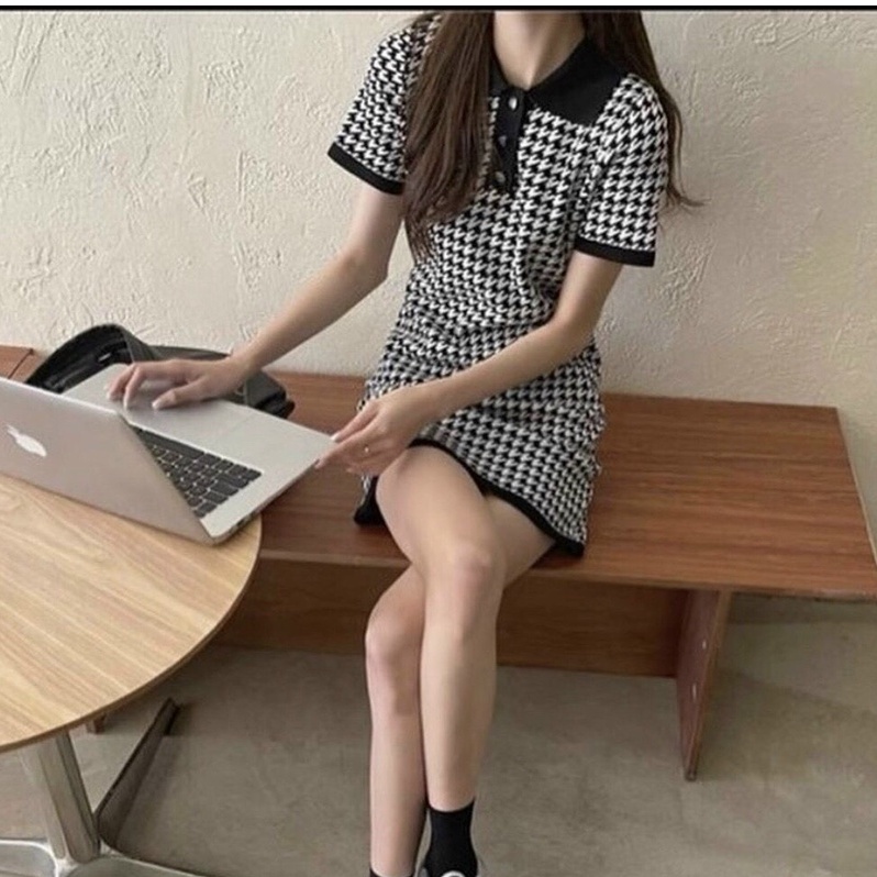 Váy len polo zic zac ôm dáng body cực xinh
