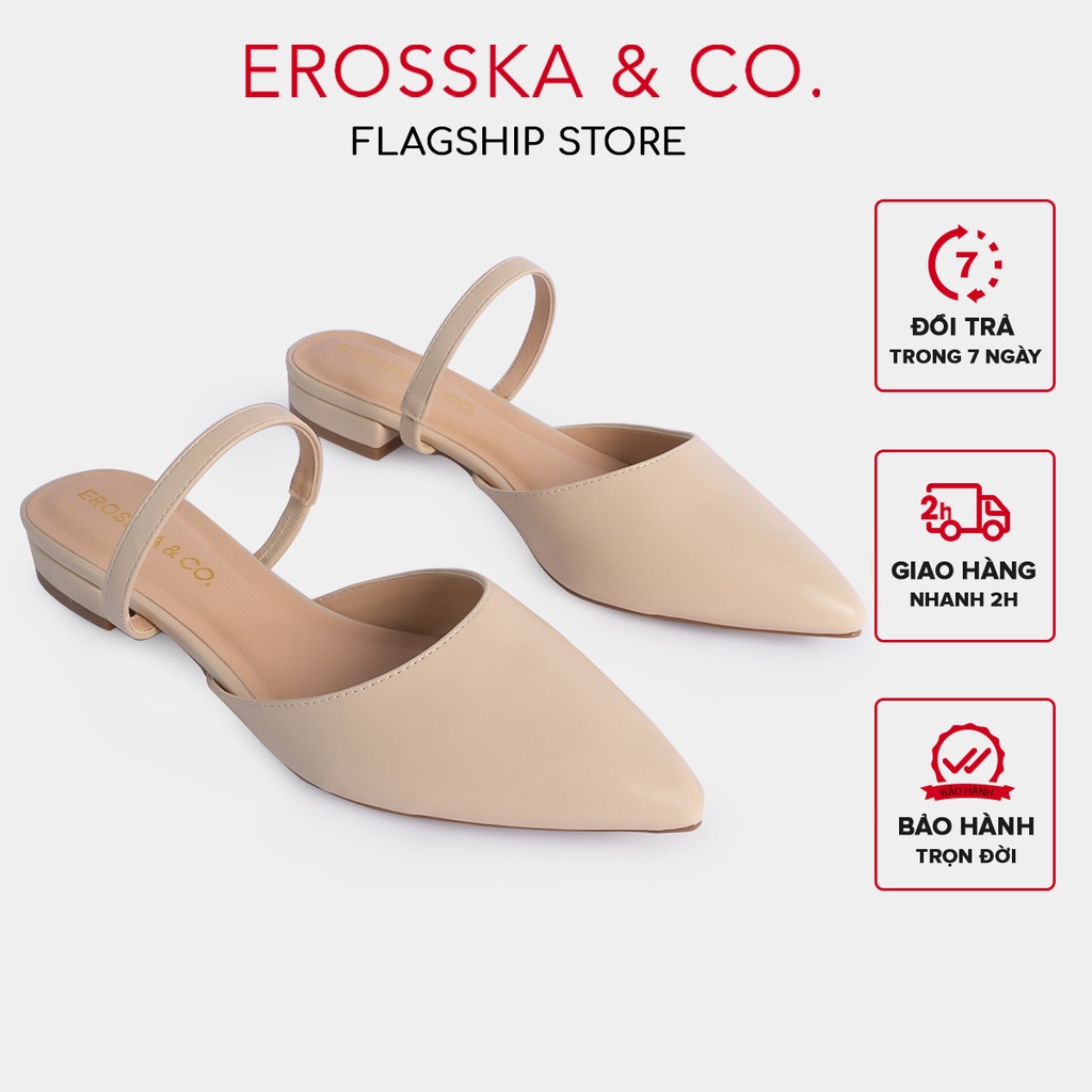 [Mã WABRTL3 -10% đơn 250K]Erosska - Giày nữ đế xẹp mũi nhọn thời trang màu kem - EL019