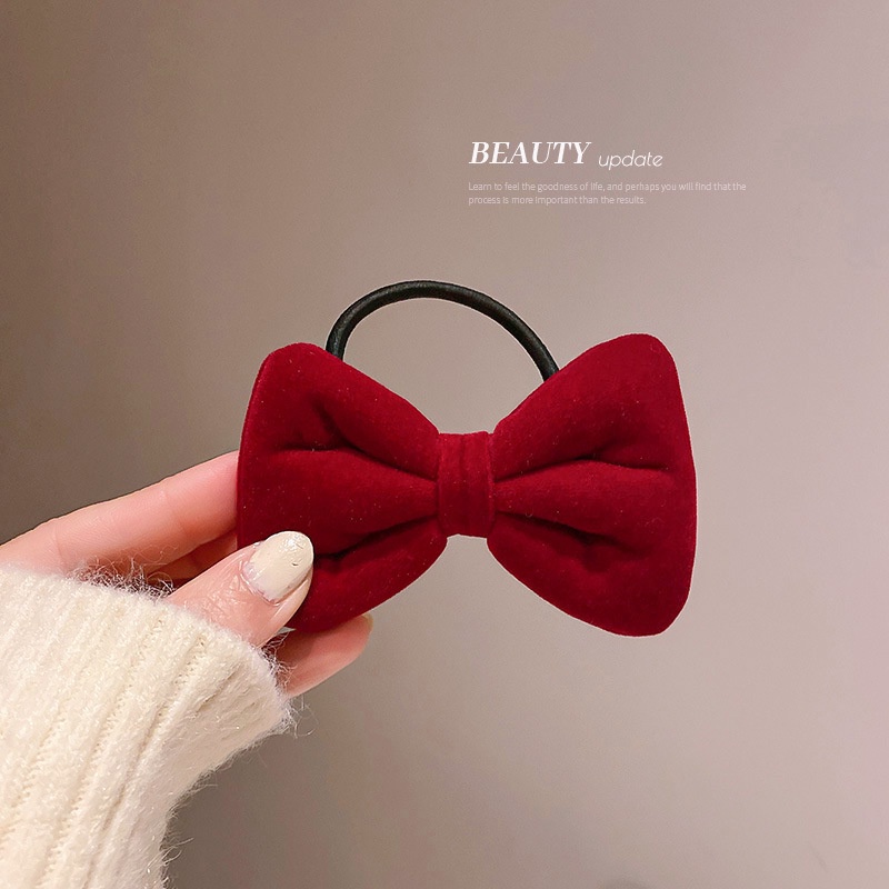 Dây Buộc Cột Tóc Nơ Nhung 2 Màu Đen Đỏ Xinh Xắn Dễ Thương Mainia Shop