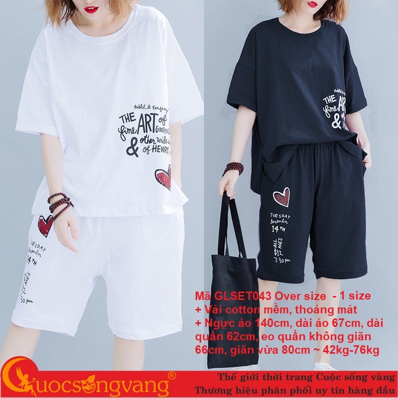 Bộ đồ nữ over size set đồ nữ cotton phom rộng GLSET043 Cuocsongvang