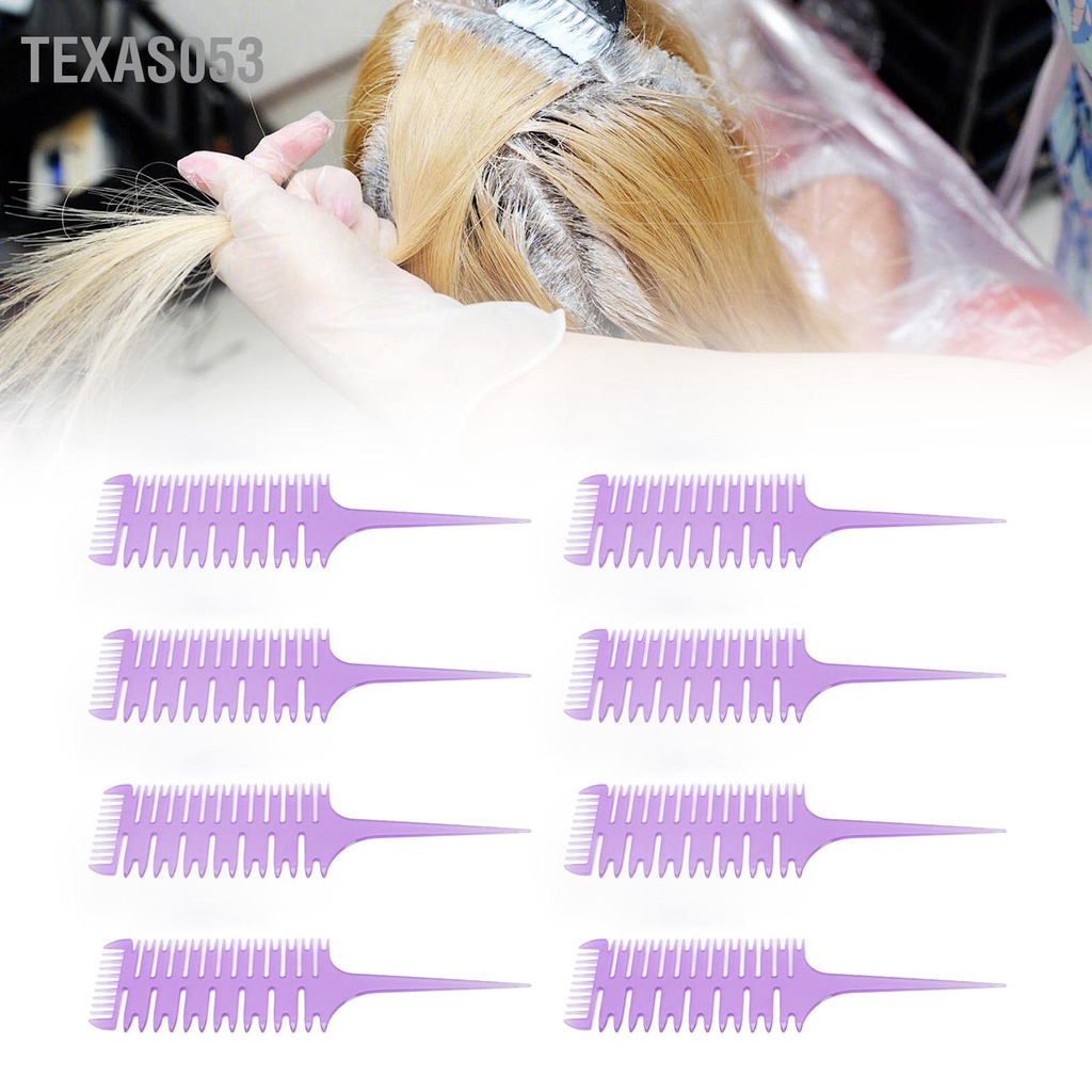 Set 8 Lược Nhuộm Tóc 3 Mặt ABS Màu Tím Tạo Kiểu Tại Nhà / Salon