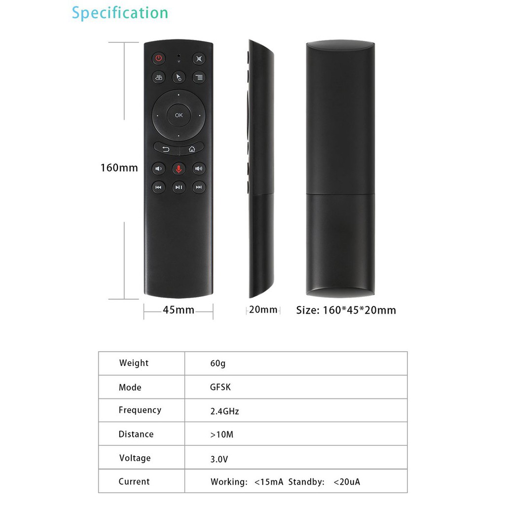 Điều Khiển Chuột Bay Tìm Kiếm Giọng Nói Air Mouse Remote Voice G20S, hỗ trợ voice giọng nói TV Box Android, TV Android