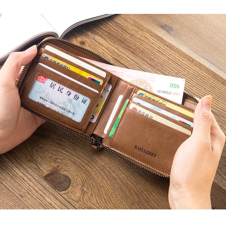 Bóp Ví Nam Baellerry Gập Đôi Để Được Nhiều Giấy Tờ, Thẻ, Tiền Mặt - D3124
