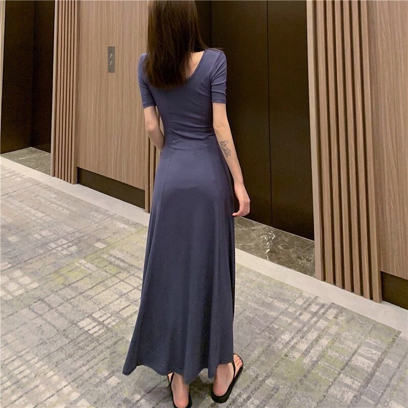 Đầm IELGY dáng ôm xẻ tà cao phong cách Pháp thời trang mùa hè 2022 dành cho nữ