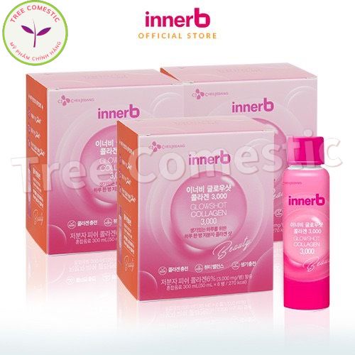 Combo 3 Hộp 18 Lọ Nước Uống Collagen Dưỡng Trắng Sáng Da VITAMIN C INNERB GLOWSHOT (50mlx6)