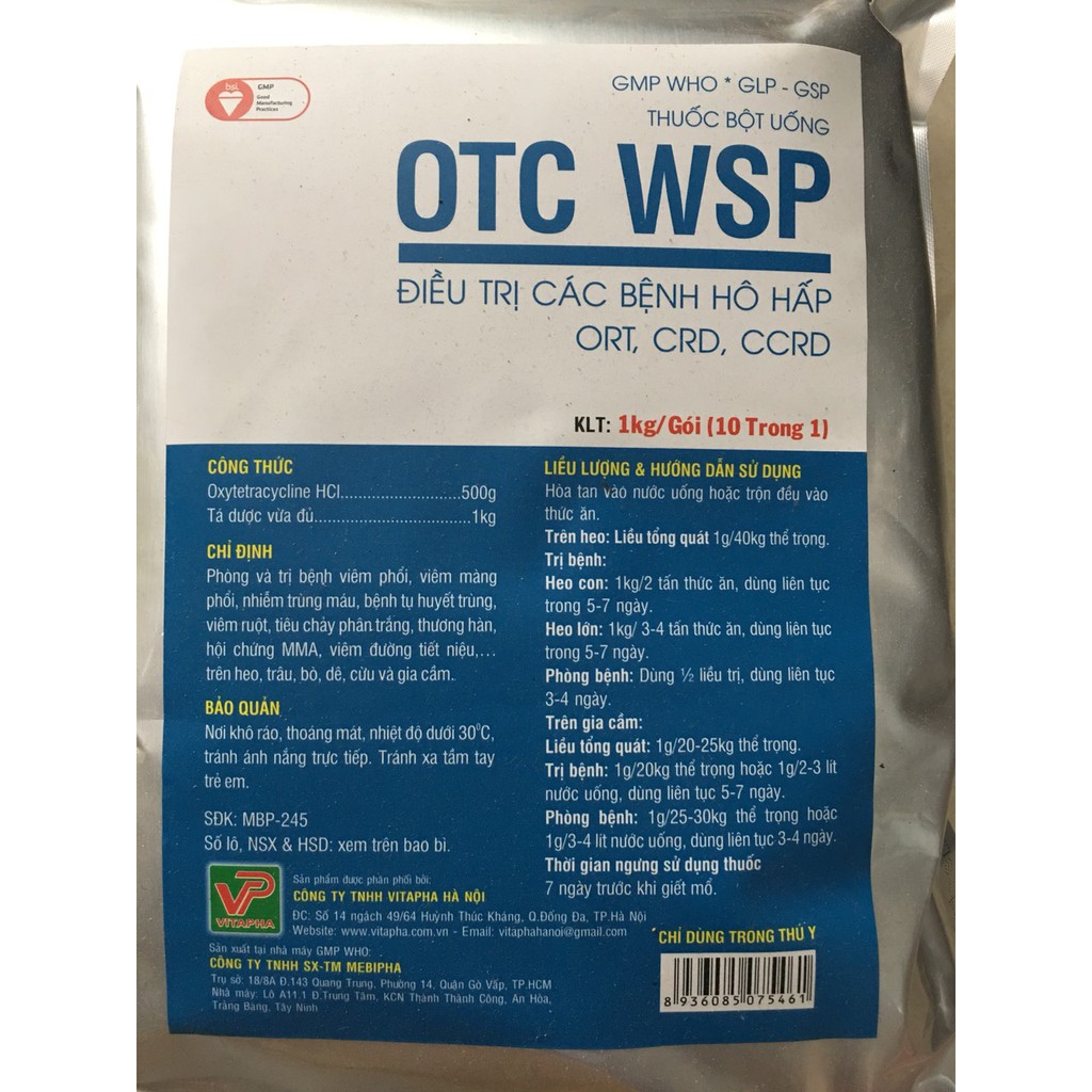 OTC Viêm phổi, tụ huyết trùng, tiêu chảy, ORT, CRD, CCRD (1kg)