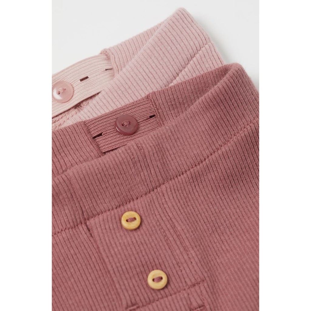 Set 2 legging dệt kim hồng - hồng vỏ đỗ HM UK săn SALE, có cúc chỉnh độ rộng bụng