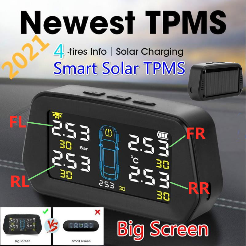 Hệ thống giám sát áp suất lốp ô tô tpms smart solar hệ thống cảnh báo an toàn lái xe cảm biến bên trong / bên ngoài 4/5