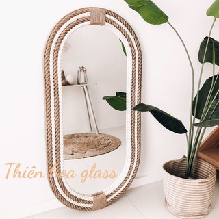 (Rẻ vô địch, bao vận chuyển vỡ đổi 1-1)  Gương treo tường đan dây thừng chắc chắn trang trí soi toàn thân dán tường