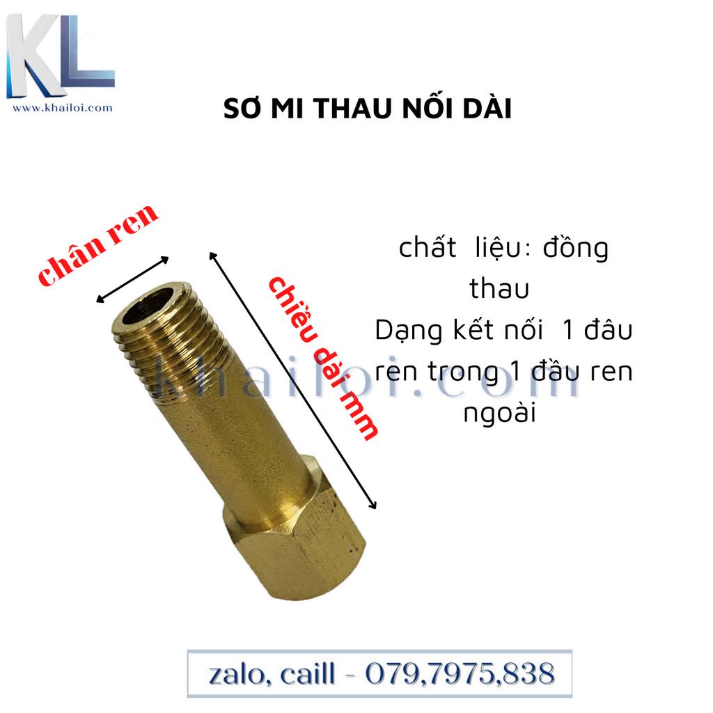 Sơ mi thau nối dài-nối ren trong ren ngoài-Sơ mi đồng ren 13mm dài 50mm 100mm 150mm 200mm 250mm