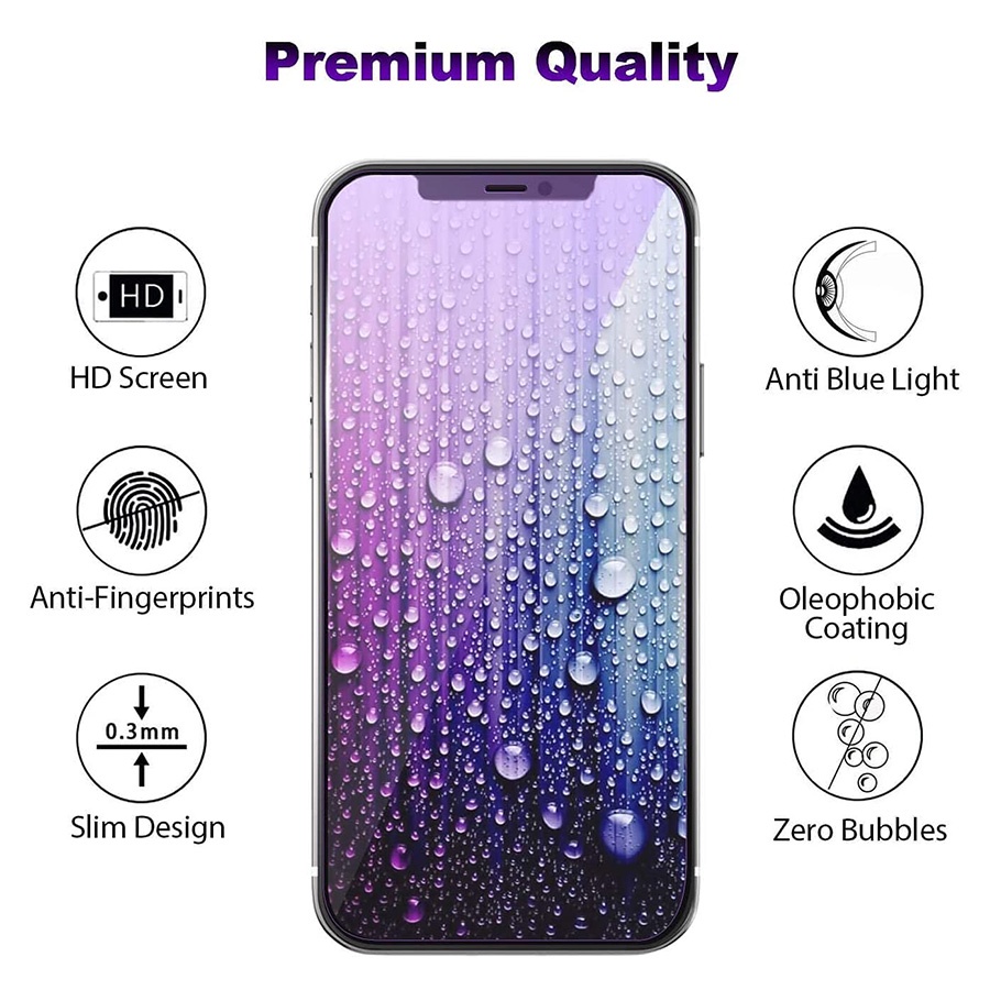 Kính Cường Lực Chống Ánh Sáng Xanh Cho iPhone 11 12 13 14 Pro max 12 13 mini 14 PLUS X XR XS max 6 7 8 6S PLUS SE 2020