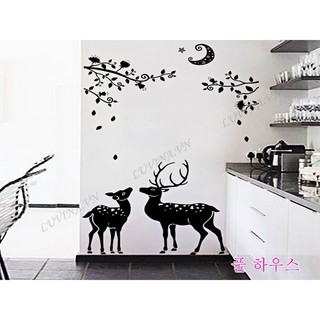 Decal dán tường LUVINA trang trí phòng khách, phòng ngủ, phòng ăn - Hươu đen