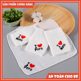 Khăn xô sữa cho bé set 10 cái I Love Papa & Mama mềm mại, xuất nhật cho bé. Vkid Store